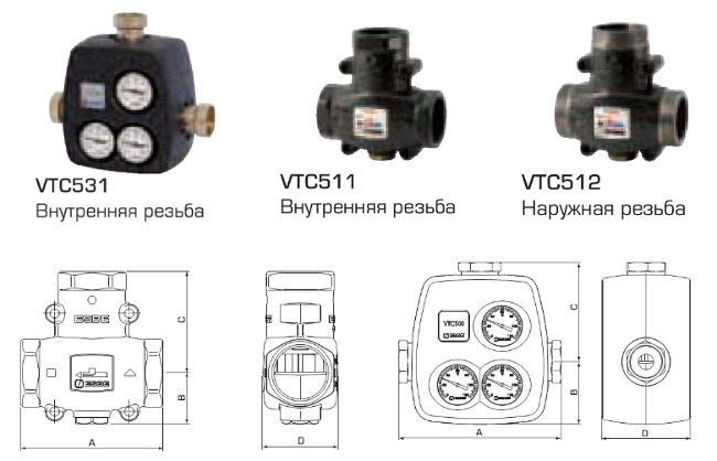 Термостатический смесительный клапан VTC500